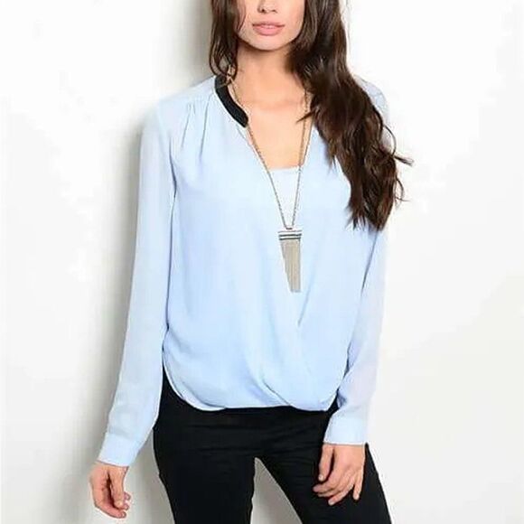 *Clearance* Jealous Tomato Blue Chiffon Blouse - Picture 1 of 3